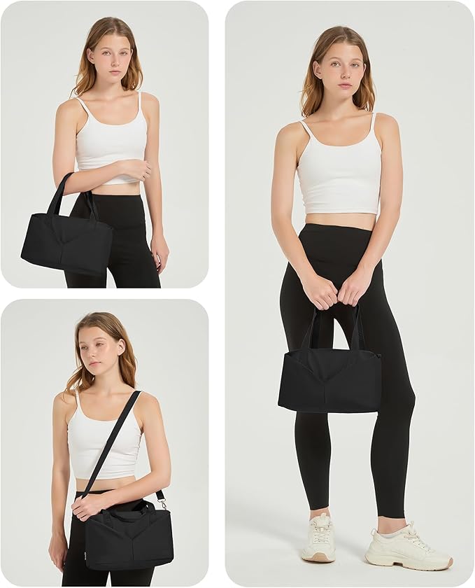 Ceneda Small Gym Bag for Women, 12 inch Mini Gym Bag with Wet Pocket, Lightweight Tote for Gym, Sport, Workout - Black