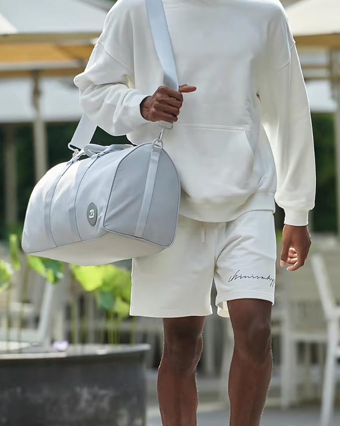 4Pcs/Set Gym Bags Swim Heavy Duty Sports Duffel Bag for Women and Men Waterproof Travel Workout Weekender Bag with 3 Accessory Bags of Wet & Dry Separation Upgrades 2.0 Sliver