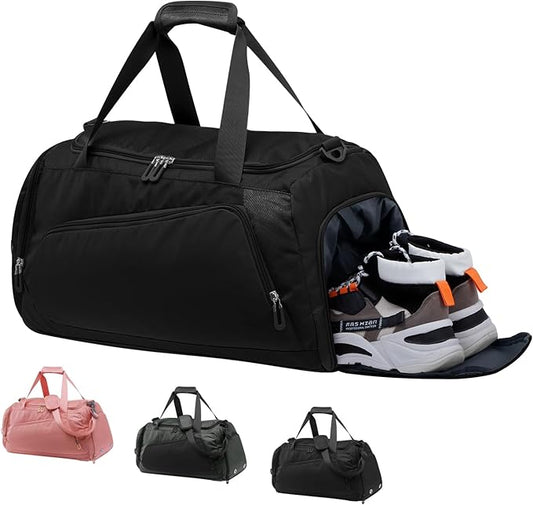 HUA ANGEL Waterproof Gym Duffel Bag for Men Women with Shoe Compartment for Travel Fitness Workout Football Pickleball Tenis