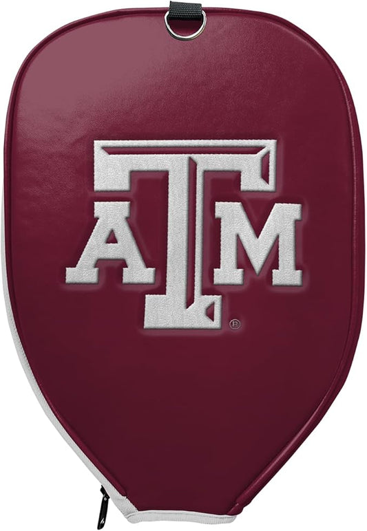 Officially Licensed Collegiate Pickleball Paddle Cover - Lightweight PU Leather Material - Durable Foam Interior Protection with Zippered Closure - Fits Most Paddles on the Market