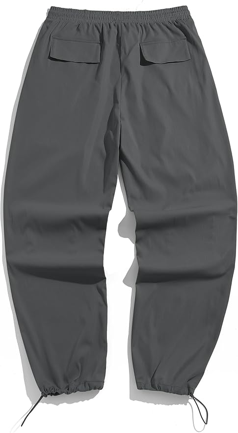 ZAFUL Men's Parachute Pants Casual Baggy Cargo Drawstring Trouser