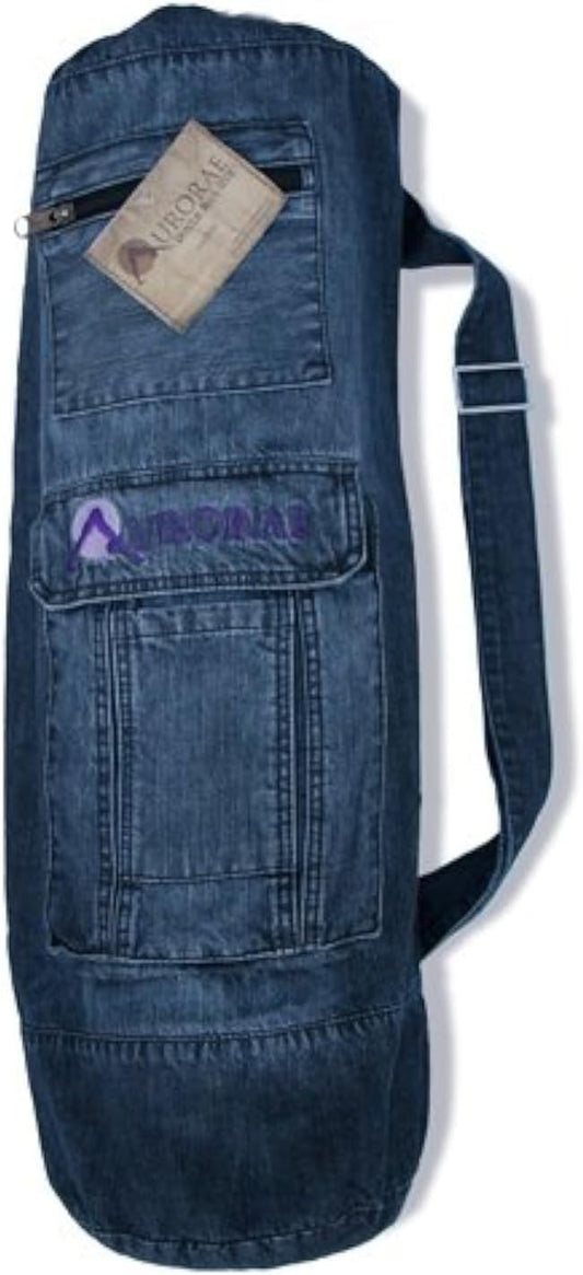 AURORAE Extra Large Yoga Mat Denim Bag for Men and Woman; Also used for Fitness, Pilates, Aerobic workout, Travel mats for people on the Go