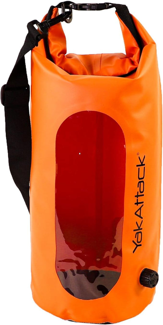 YakAttack 10L Roll-Top Waterproof Dry Bag with Air Valve | Durable & Water Resistant | Compact Storage | Remove Trapped Air | Additional Buoyancy | Dry Bag for Kayaking, Hiking, Boating & Camping