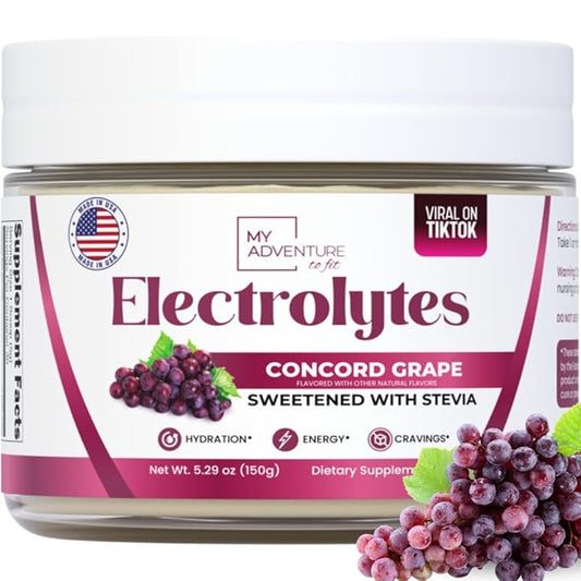Zero Sugar - Concord Grape Electrolytes Powder - Very Refreshing Hydration - Caffeine Free Energy with All Natural Ingredients - Vegan, Keto & Paleo - Sugar Free Electrolytes Drink Mix - 30 Servings