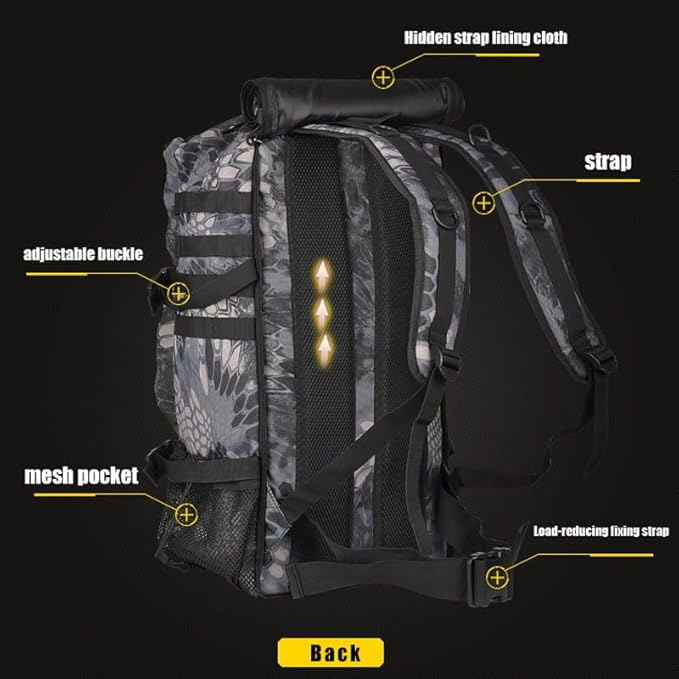 80-liter hiking and camping backpack, outdoor mountaineering and leisure backpack, travel and mountaineering tactical bag, unisex(Black stripe color)