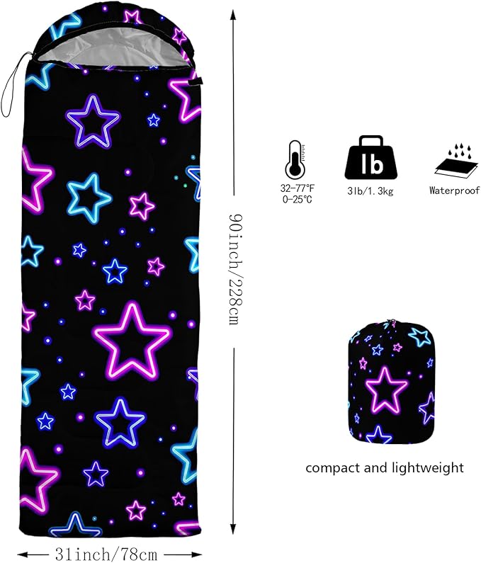 QOOMO Camping Sleeping Bags,3 Season Warm & Cool Weather,Lightweight,Waterproof Sleeping Bags for Adults & Kids,Traveling,and Outdoors,Camping Gear Equipment