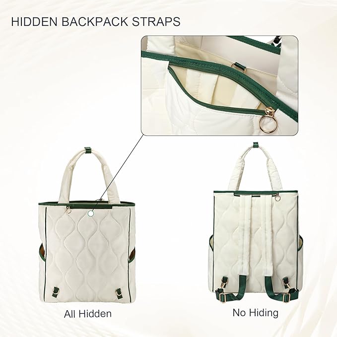 2-in-1 Tennis Tote Bag & Tennis Racket Backpack – Extra-Large Quilted Pickleball Racquet Bags, Water-Resistant & Lightweight for Men & Women