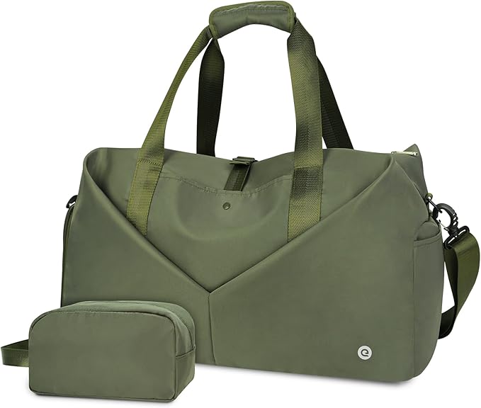 Ceneda 20" Gym Bag for Women with Wet Pocket & Shoe Compartment, Lightweight Duffel Waterproof Carry On Duffle for Travel, Yoga, Overnight (Green)