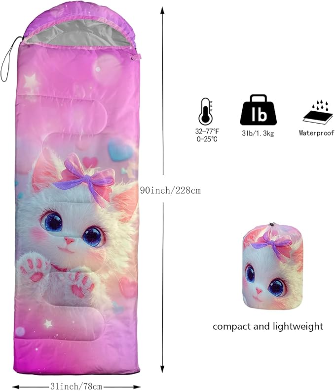 QOOMO Camping Sleeping Bags,3 Season Warm & Cool Weather,Lightweight,Waterproof Sleeping Bags for Adults & Kids,Traveling,and Outdoors,Camping Gear Equipment