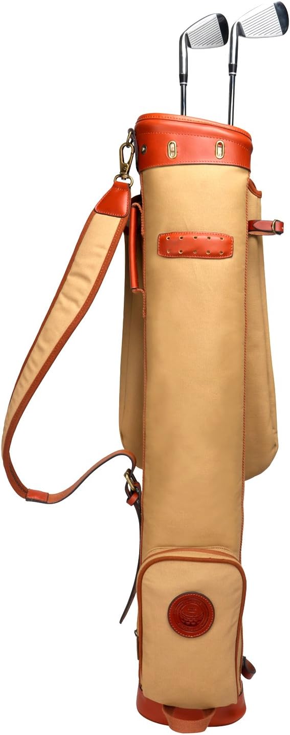 Tourbon Vintage Golf Club Carry Bags Travel Case - Canvas and Leather