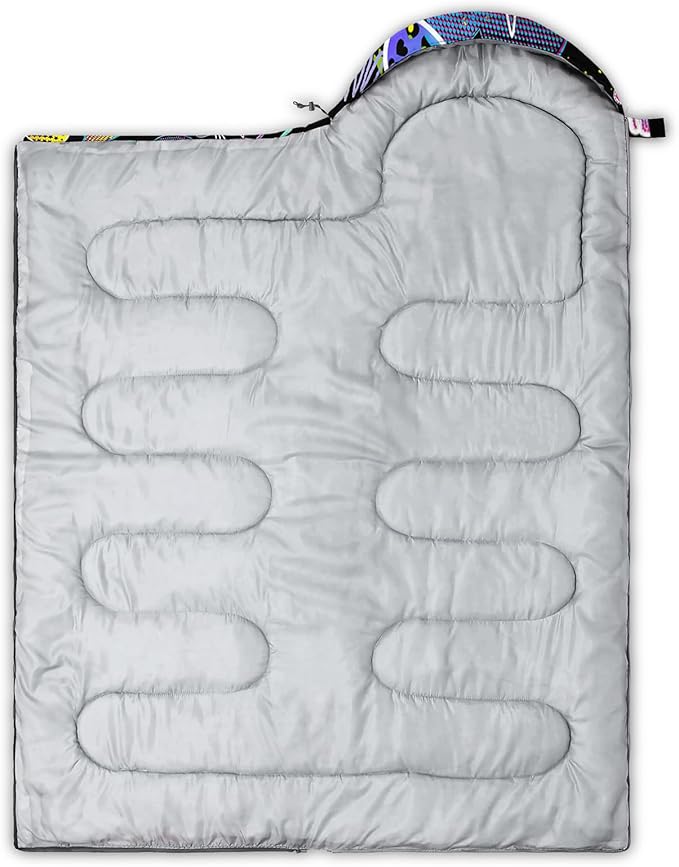 Galaxy Wolf Camping Sleeping Bags Warm & Cool Weather Waterproof Backpacking Blue Purple Starry Sky Sleeping Bag All Seasons Camping, for Adult Kids Boy Girls Camping Gear Equipment, Traveling