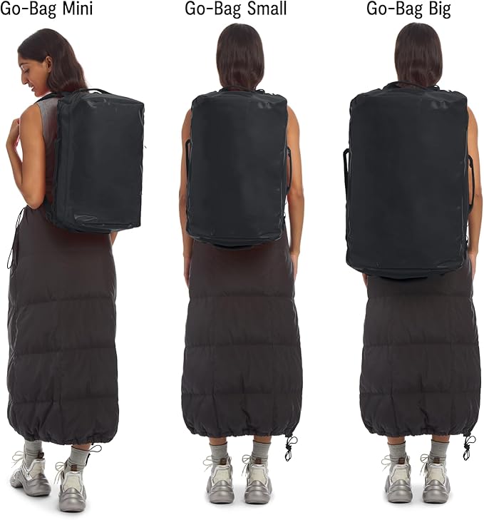 Baboon to the Moon Go-Bag Big Duffle Bag - Detachable Straps, Stylish, Compact, Large Travel Bag Lightweight, Durable, Water-Resistant for Men and Women (Black)