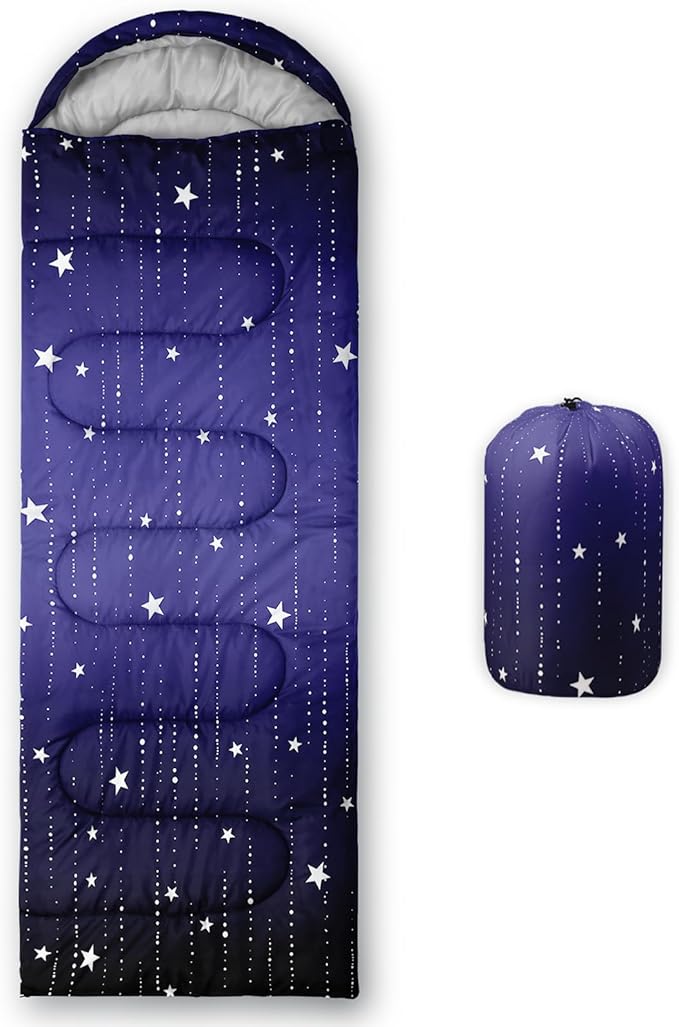 QOOMO Camping Sleeping Bags,3 Season Warm & Cool Weather,Lightweight,Waterproof Sleeping Bags for Adults & Kids,Traveling,and Outdoors,Camping Gear Equipment