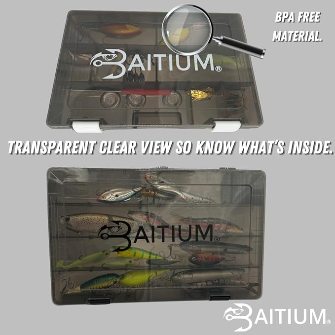 Baitium Fishing Tackle Box Organizer, Tackle Boxes With Dividers, Fishing Box, Tacklebox for Fishing, 3600 Tackle Tray or 3700, Lure Organizer, Plastic Storage- 3700 (2 Pack)