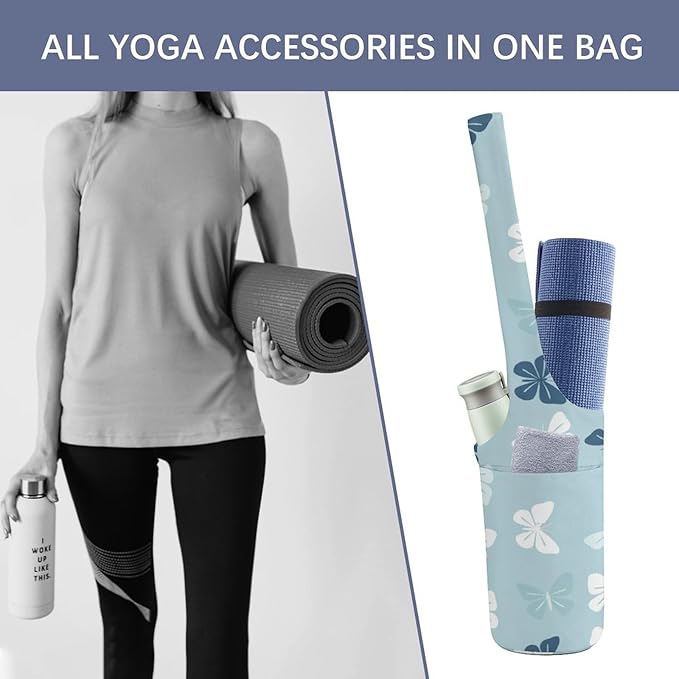 Aiyoolee Single Shoulder Yoga Mat Carrier Bag Portable Spacious with Pocket for Yoga Gym Fitness Travel
