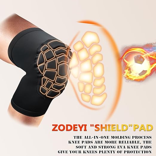 ZODEYI Wrestling Knee Pads Short Knee Sleeve, 2 Pcs Knee Compression Sleeve for Football, Basketball, Volleyball(Black_XL_2 Pcs)