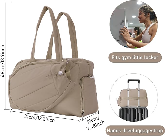 Tennis Racket Bag, Tennis Bags for Women, Quilted Sling Crossbody Backpack with Hook, Water Resistant Tennis Racket Cover for Pickleball, Racketball