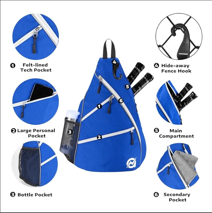 A11N SPORTS Pickleball Bag, Reversible Crossbody Sling Bag/Backpack for Women Men