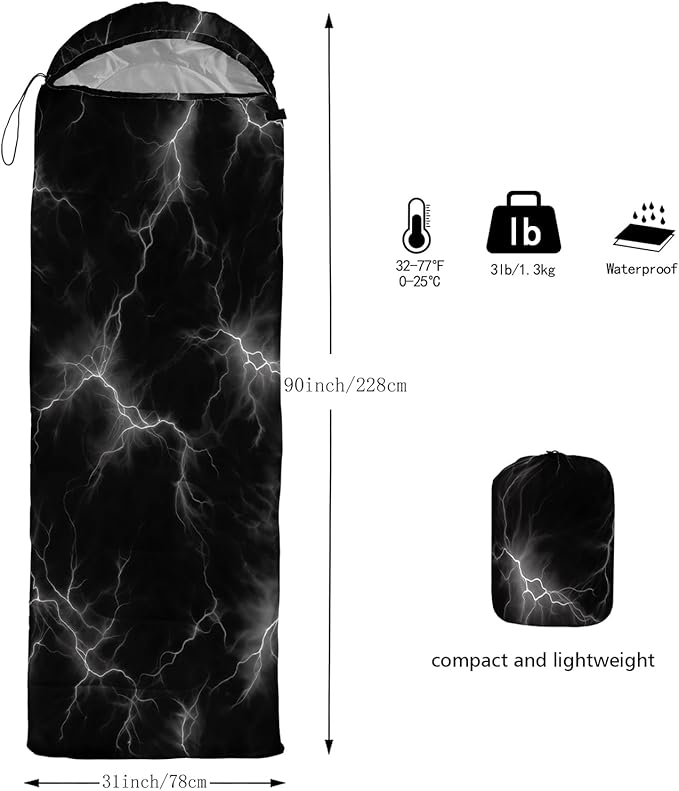 QOOMO Camping Sleeping Bags,3 Season Warm & Cool Weather,Lightweight,Waterproof Sleeping Bags for Adults & Kids,Traveling,and Outdoors,Camping Gear Equipment