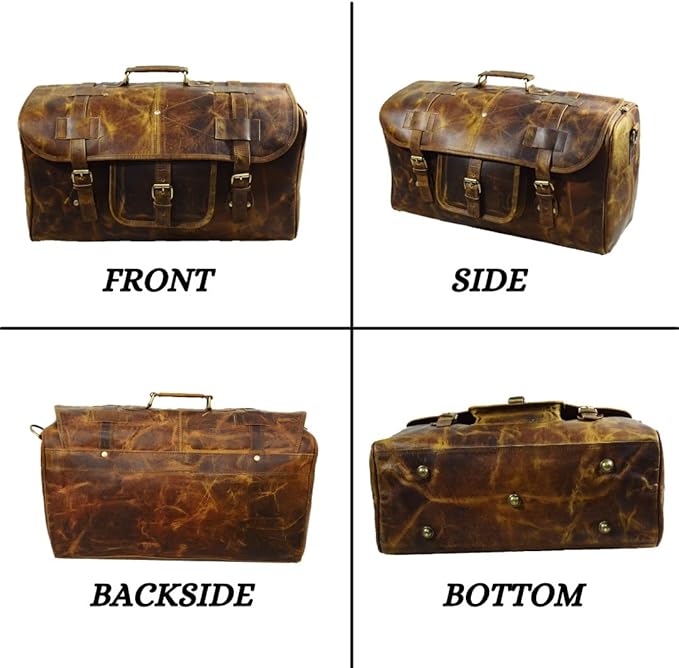 Urban Dezire Leather Duffel Travel Gym Overnight Weekend Leather Bag Sports Cabin