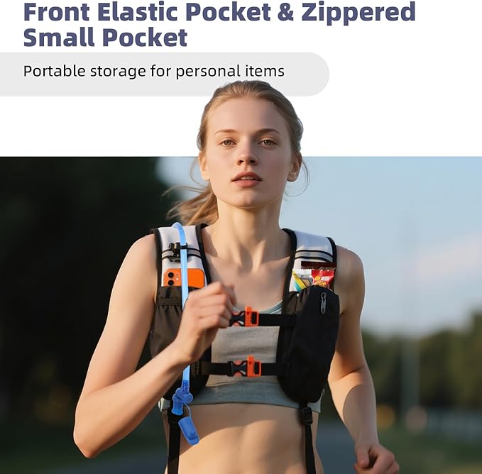 2 Pack Hydration Backpack Pack with 2L Hydration Bladders, TNYSPORT Lightweight Breathable Water Backpack with Multiple Pockets, Reinforced Shoulder Straps for Hiking, Running, Biking