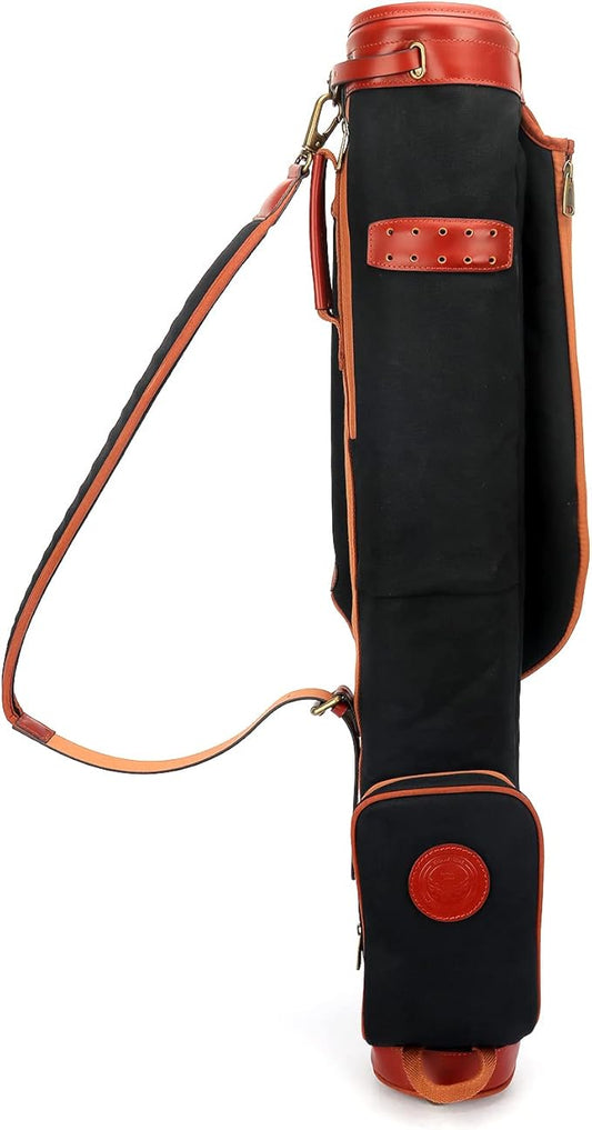 Tourbon Vintage Golf Club Carry Bags Travel Case - Canvas and Leather