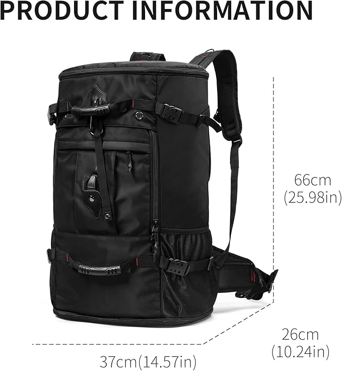 YOUMIAN Large Capacity Backpack For Travel Hiking Sports (BLack 1056X, Extra Large)