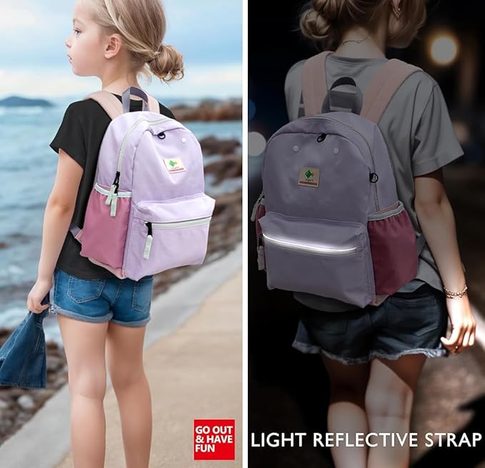 atgark Kids Backpacks, Unisex, Purple, 15" H, 1L, Modern, Animal Theme, 6-9 Years, Elementary School, Travel, 1.9" W x 0.78" D