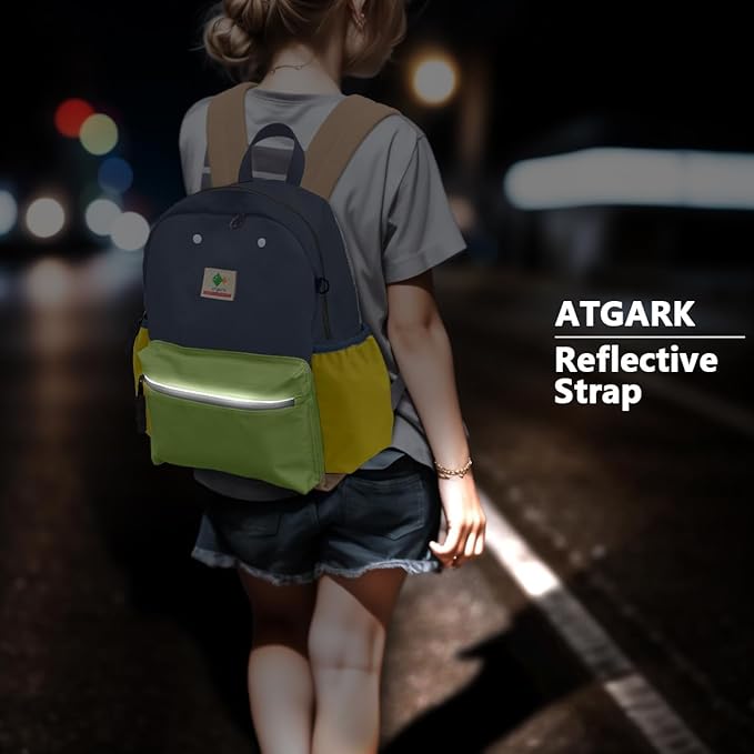 atgark Kids Backpacks, Unisex, Large, Avocado - L, Modern, Cartoon, 15" H, 1L, 13.12 oz, Nylon, Zipper, 6-9 Years, School & Travel