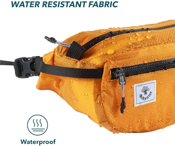 4Monster Hiking Waist Packs Portable,Water Resistant Fanny Bag with Adjustable Strap,Lightweight Crossbody Chest Bag Slim Bag