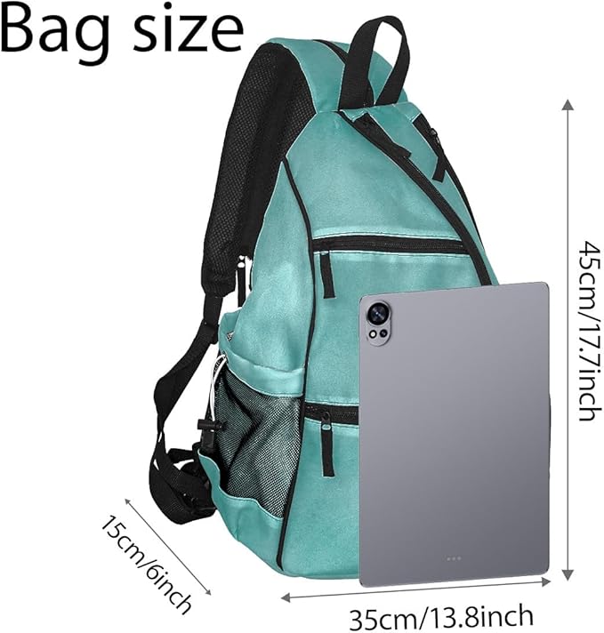 Pickleball Bag Retro Mint Green Pickle Ball Backpack for Women Men Premium Lightweight Crossbody Sling Bag Sports Backpack for Pickleball Paddle Tennis