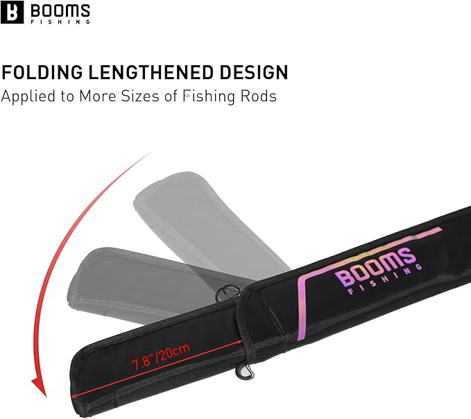 Booms Fishing PB3 4.4ft~5ft Fishing Rod Case, Portable Folded Fishing Pole Case with Sturdy Two-Way Zippers, 0.6ft/8" Extended Design Fishing Rod Bag, Store Up to 2~3 Fishing Poles, 52"~60"