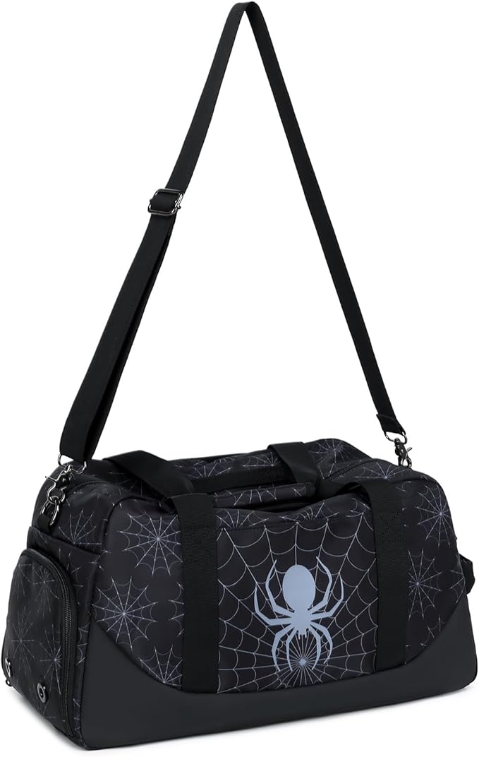 Octsky Kids Sports Gym Bag Boys Girls Overnight Weekend Bag with Shoe Compartment Small Soccer Duffel Football Bag, Spider red