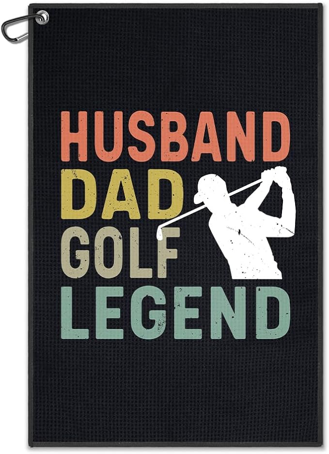 WUUCKOO Husband Dad Golf Legend Golf Towel, Funny Golf Towels for Golf Bags for Men, Golf Dad Gifts, Golfer Husband Golf Towel, Golfing Gifts for Him, Fathers Day Birthday for Dad Husband Golf Lover