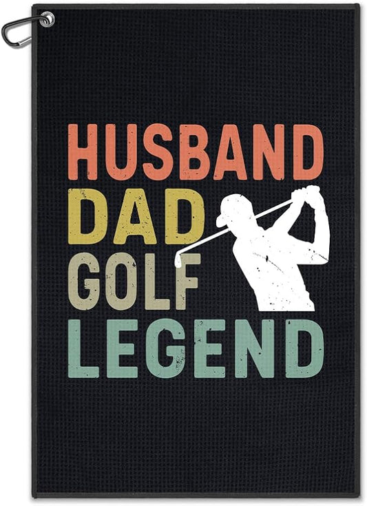 WUUCKOO Husband Dad Golf Legend Golf Towel, Funny Golf Towels for Golf Bags for Men, Golf Dad Gifts, Golfer Husband Golf Towel, Golfing Gifts for Him, Fathers Day Birthday for Dad Husband Golf Lover