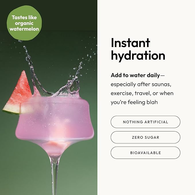 Moon Juice Mini Dew Electrolytes Powder - Sugar Free Minerals & Electrolyte Hydration Powder for Instant Hydration & Brain Support - Magnesium, Calcium, Potassium, Pink Salt, Watermelon, 30 Servings