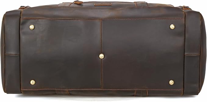 Polare 23" Full Grain Leather Travel Duffle Bag For Men 42L Duffel Bag Overnight Carry on Luggage Sport Weekender Bag