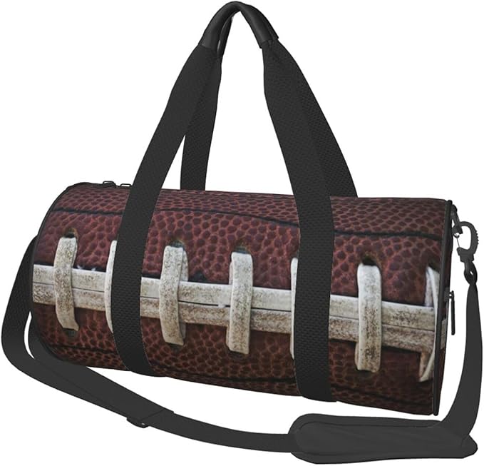 American Football Laces Sport Themed Fun Traditional Foldable Duffle Bag For Women - Workout Bag For Gym Men - Boy Gym Bag - Girls Small Weekender Duffel Bag - Packable Luggage Bag For Travel Sports