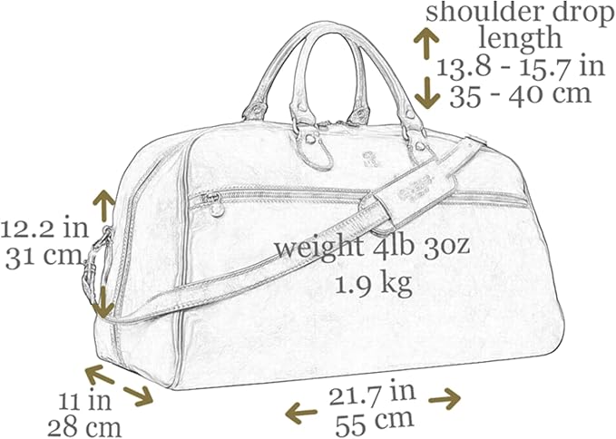 Leather Duffel Bag Full Grain Leather Travel Bag Weekend Bag Gym - Time Resistance (Black)