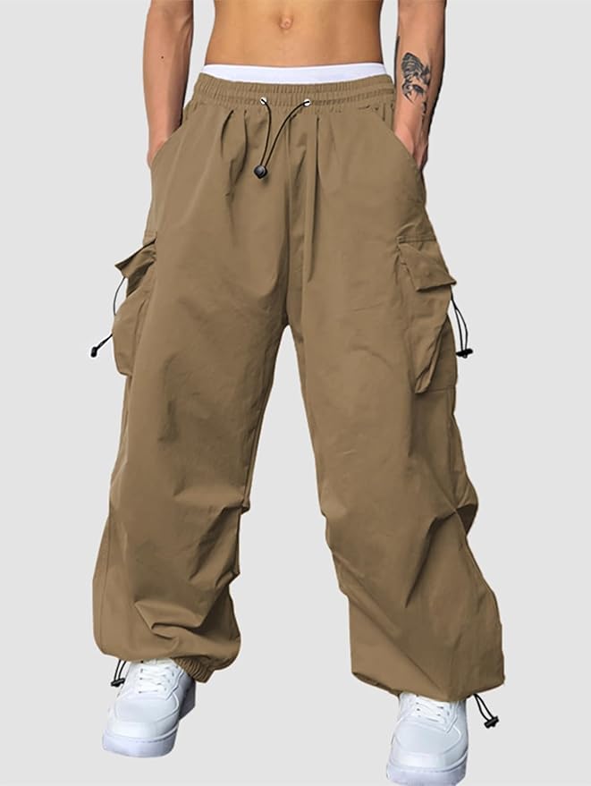 ZAFUL Men's Parachute Pants Casual Baggy Cargo Drawstring Trouser