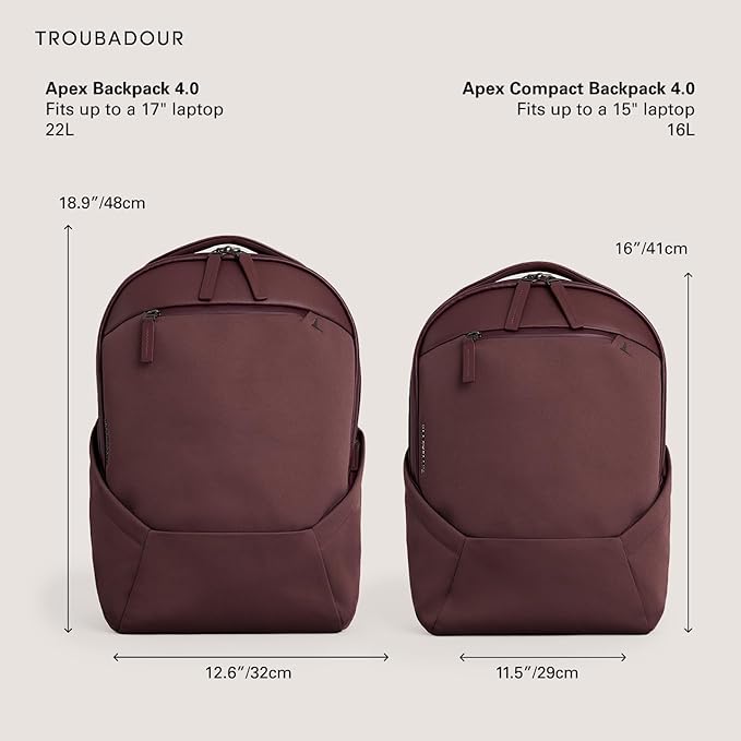 Troubadour Apex 4.0 Compact - 16L Premium Laptop Backpack - Ergonomic & Water Resistant - Designed for Work and Travel - Bronze Red