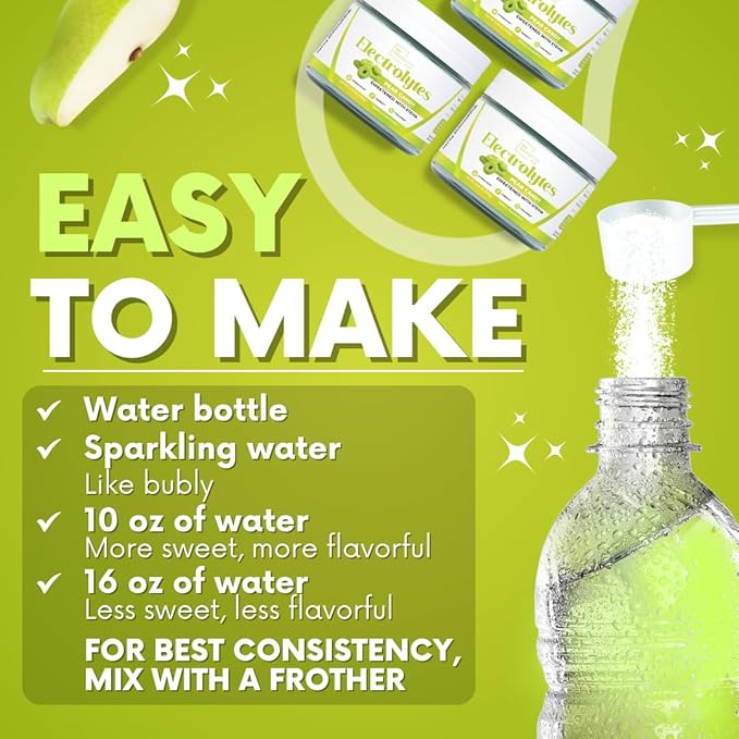 Zero Sugar - Pear Candy Electrolytes Powder - Extremely Refreshing Hydration - Caffeine Free Energy with All Natural Ingredients - Vegan, Keto, Paleo - Sugar Free Electrolytes Drink Mix - 30 Servings