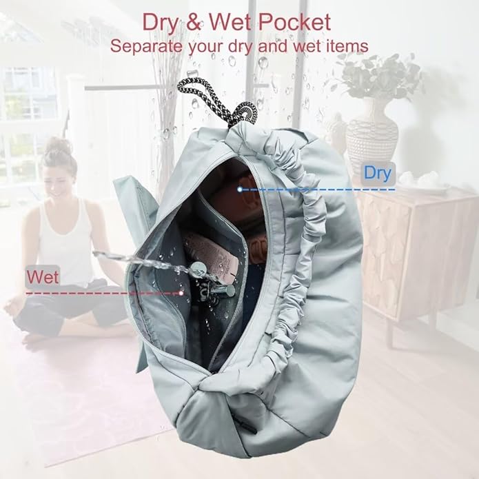 WOLT Gym Bag For Women, Yoga Mat Bag with Shoes Compartment, Wet Pocket and Water Bottle Pocket