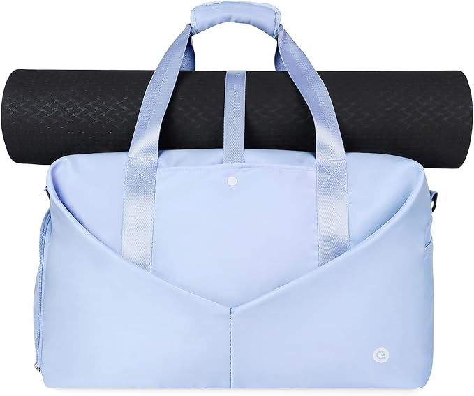Ceneda 20" Gym Bag for Women with Wet Pocket & Shoe Compartment, Lightweight Duffel Waterproof Carry On Duffle for Travel, Yoga, Overnight (Light Blue)