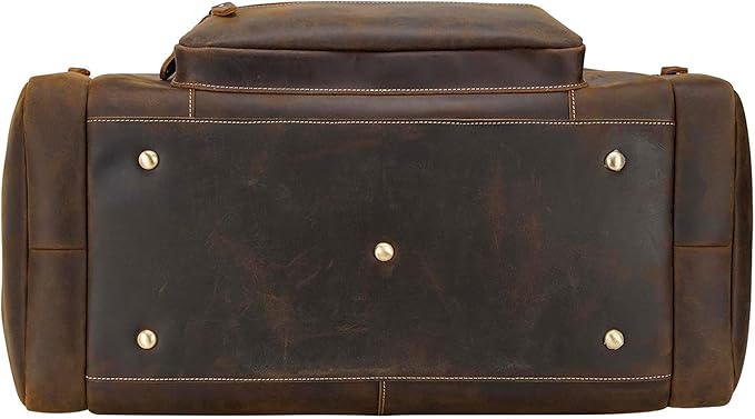 Polare 23" Full Grain Cowhide Leather Gym Duffle Weekender Overnight Travel Duffel Bag For Men
