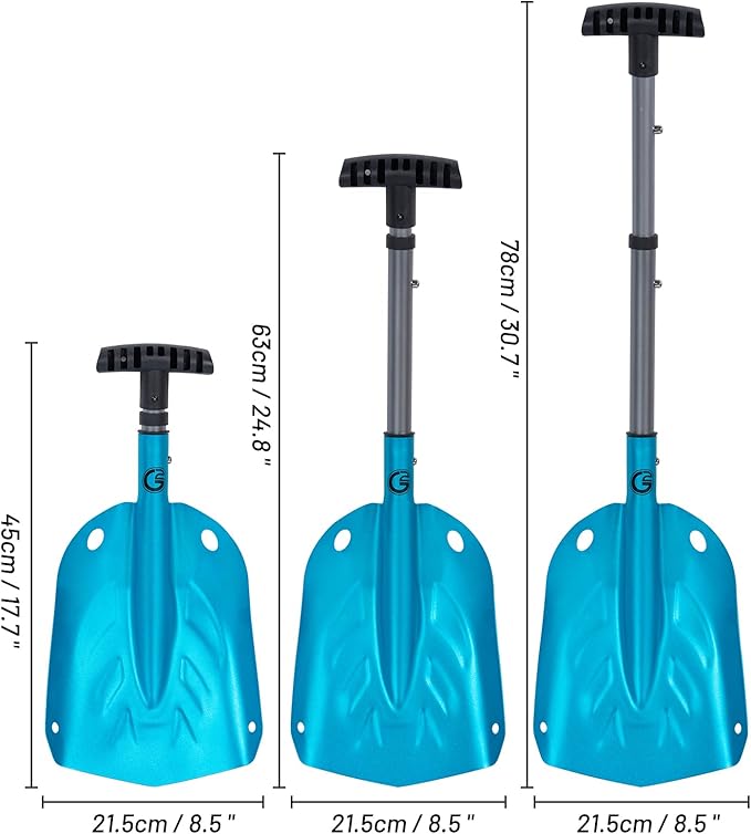 G2 Avalance Kit: Lightweight Aluminum Alloy Snow Shovel with Snow Probe and Storage Bag, Folding Design, Easy to Storage and Carry (Blue