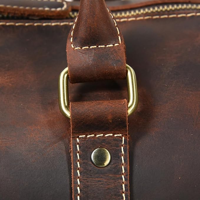 Full Grain Leather Duffel Bags for Men and Women 20 Inch Travel Overnight Weekend Leather Bags Travel Duffel for Men, 9804 Brown