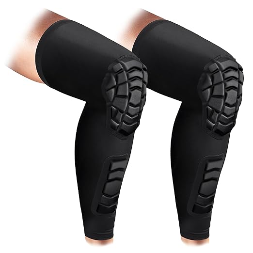 ZODEYI Wrestling Knee Pads Compression Leg Sleeve with Knee Pad and Calf Pad, 1 Pair Knee Sleeve with Shin Guards Shin Pads for Football, Baseball, Rugby, Lacrosse (2, Black, Medium)