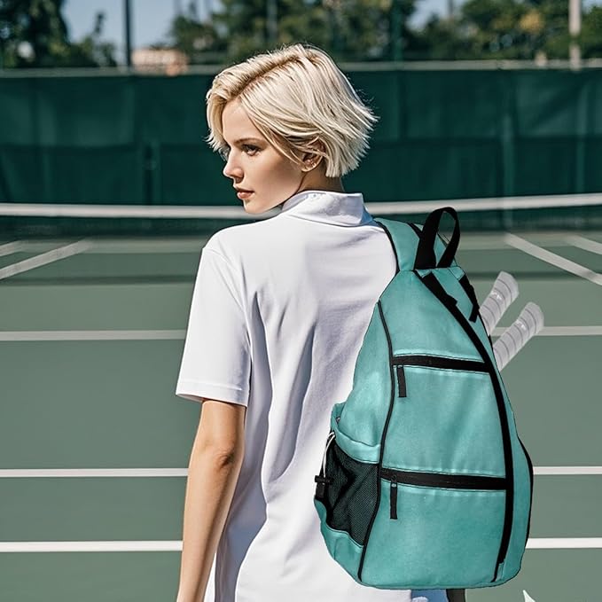 Pickleball Bag Retro Mint Green Pickle Ball Backpack for Women Men Premium Lightweight Crossbody Sling Bag Sports Backpack for Pickleball Paddle Tennis