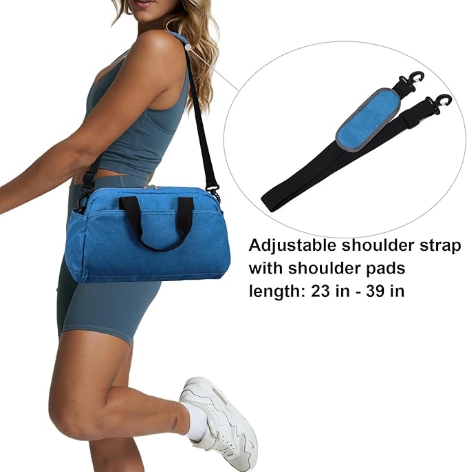 14 inch Small Gym Bag for Women & Men, Mini Duffel Bag for Travel Sports Lightweight Carry On Bag,Navy Blue